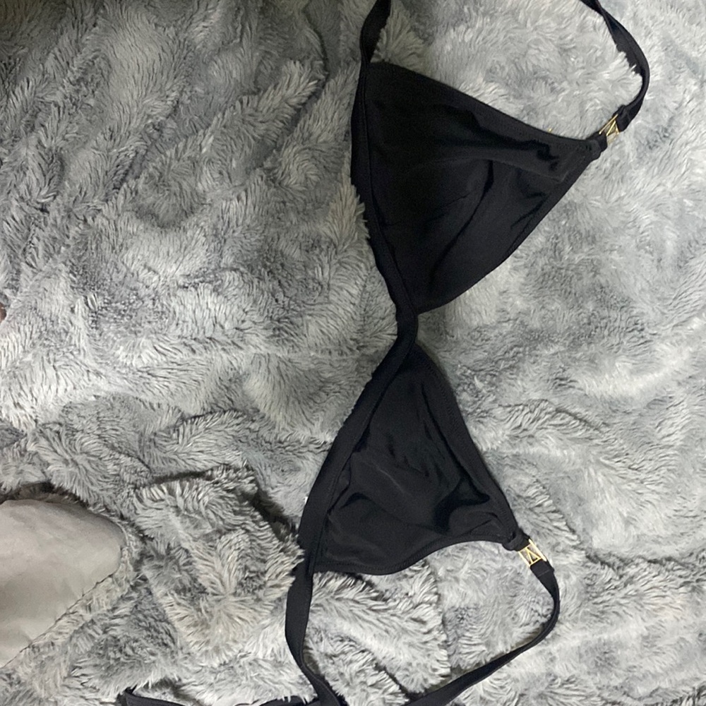 Victoria secret PINK black swim top with gold V emblem. Size xl